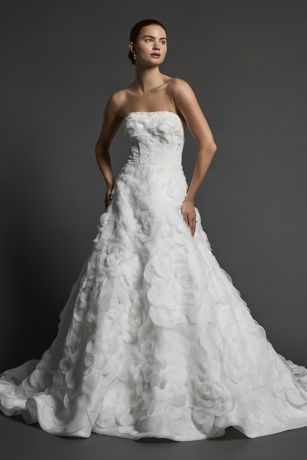 Organza Rosette Strapless Ball Gown Wedding Dress | David's Bridal
